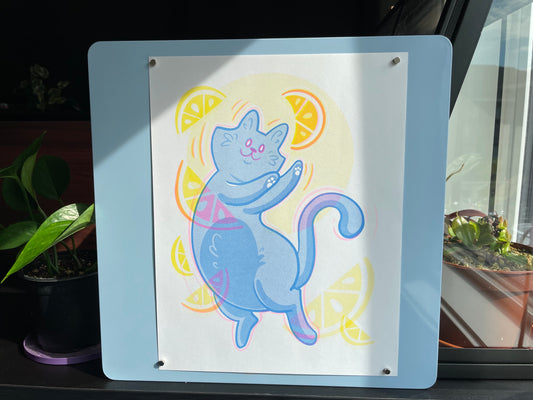 Lemon Ghost Cat – Risograph Print